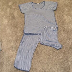 Blue Striped Women's Pajama Set